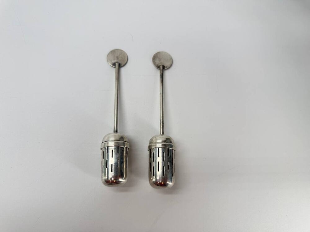 Vintage Christian Dell Teesieb Versilbert Bauhaus Art Deco Tea Infuser Set of 2